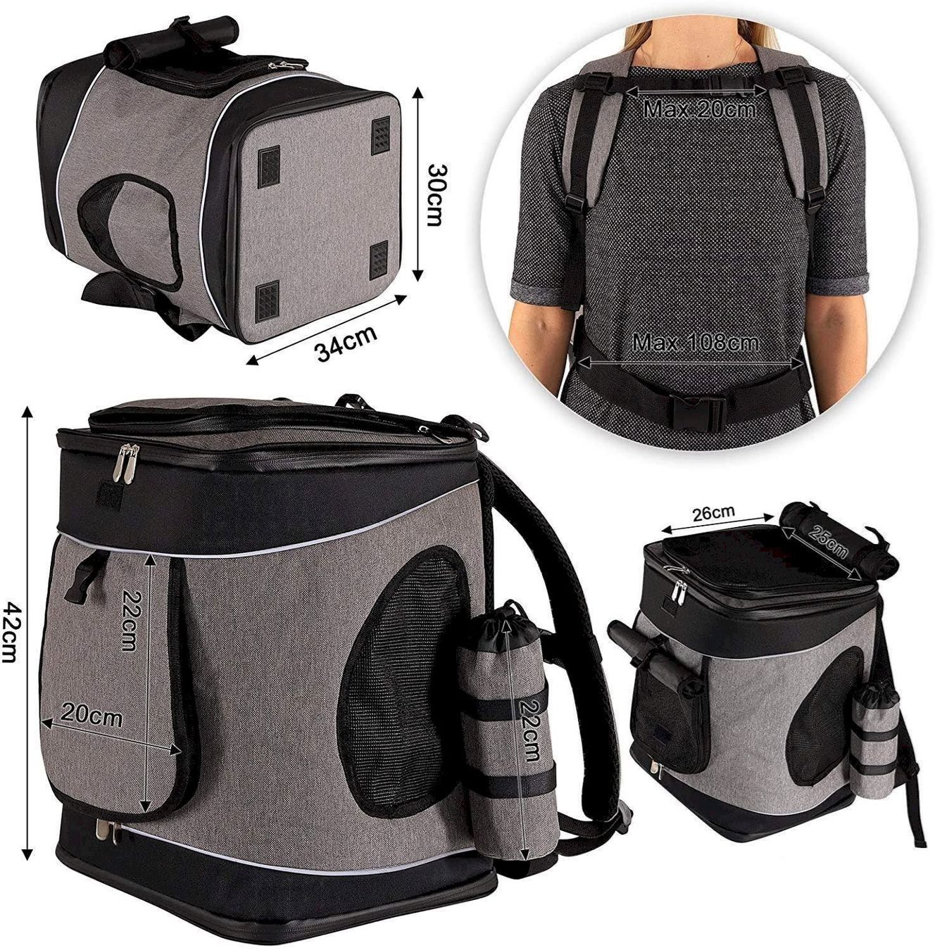 Gabbie, trasporto & Sicurezza: Haustierrucksack faltbare grau/schwarz – Nuovo e nell'imballaggio originale da Bottighofen venduto da zaap 6