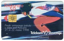 Telefonkarte Slowenien Chip-089 Skifahrer