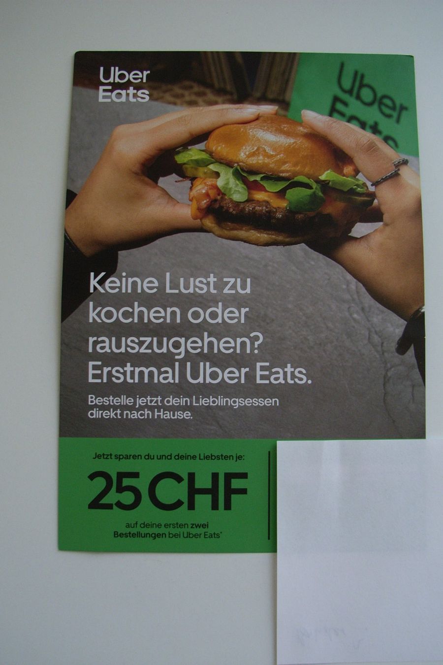 Gutscheine: UBER EATS 2 x CHF25 Gutscheincodes gültig bis 31.12.2026 – Neu und originalverpackt aus Zürich von splux