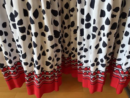 Jupe plissée imprimé dalmatien vintage marine rouge blanc M