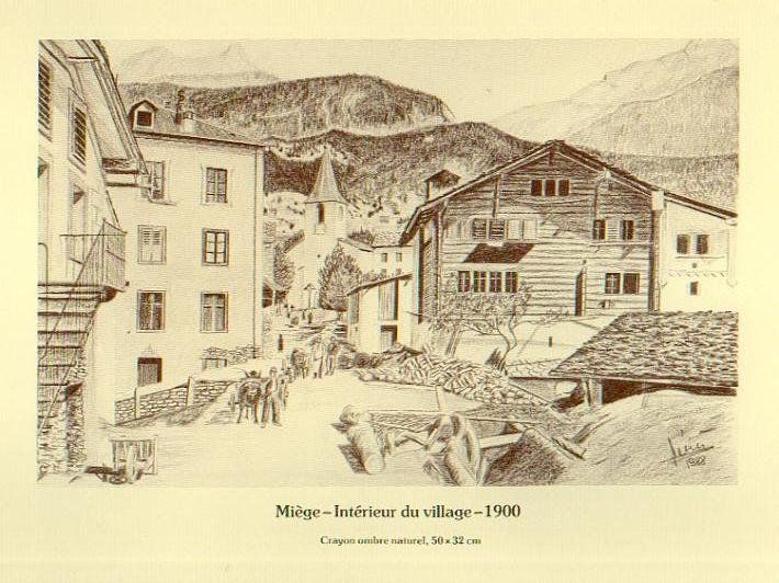 Ansichtskarten: Miège  VS   -   Intérieur du village  -  1900 – Gebraucht aus Brig von Valcards54