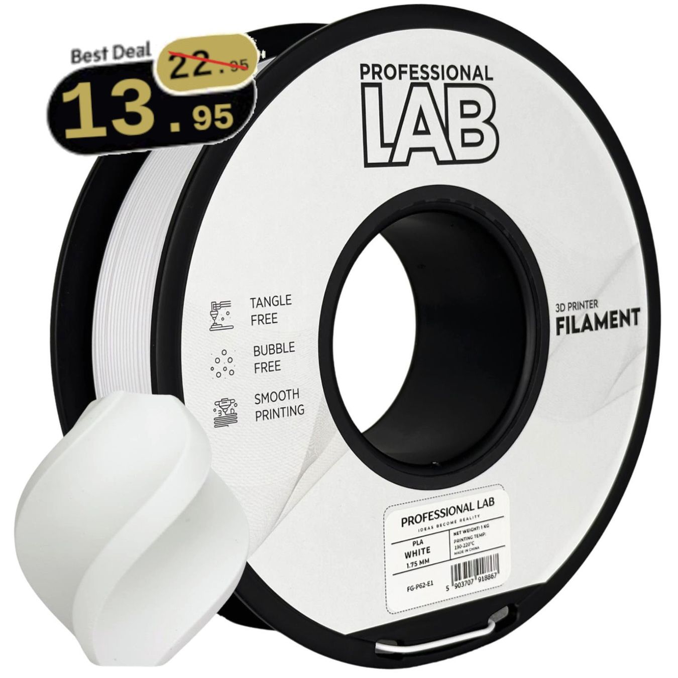 Stampanti 3D: PLA Filament, 1.75 mm, 1 kg, Weiss – Nuovo e nell'imballaggio originale da Uffikon venduto da DisimaTec