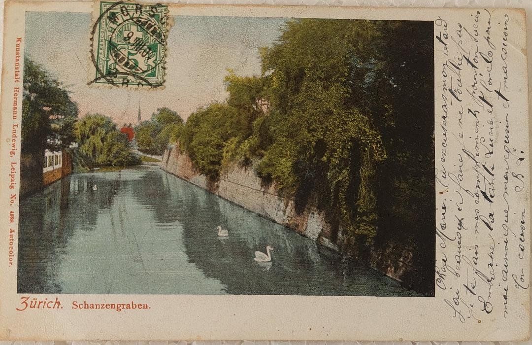 Cartoline postali: ZÜRICH - Schanzengraben - 1904 – Usato da Delémont venduto da Domdom1