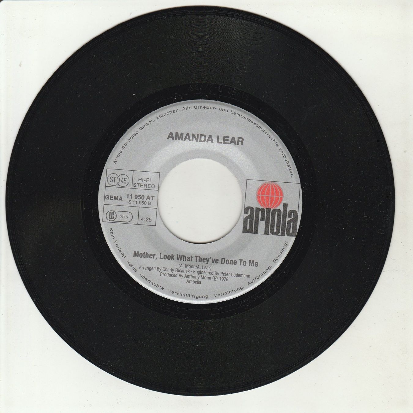 Schallplatten: Amanda Lear - Follow me 7" Vinyl 1978 – Gebraucht aus Tübach von JamesStone 3