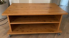 Couchtisch Eiche-Optik mit Rollen, modernes Design