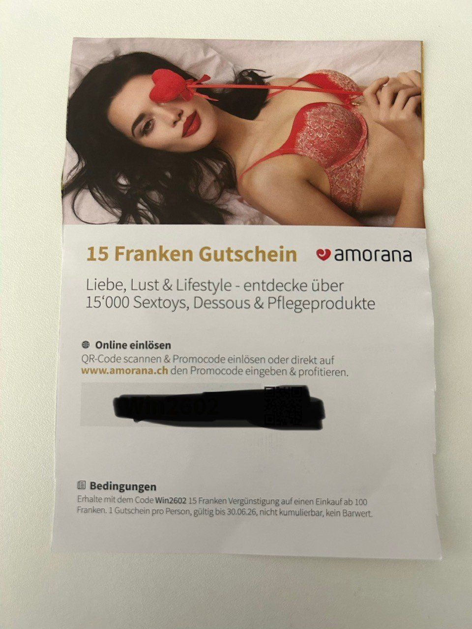 Buoni: Amorana 15.- Rabatt – Nuovo e nell'imballaggio originale da Burgdorf venduto da MCSchweizer88