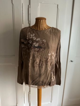 TAIFUN - Langarmshirt hellbraun gemustert 40