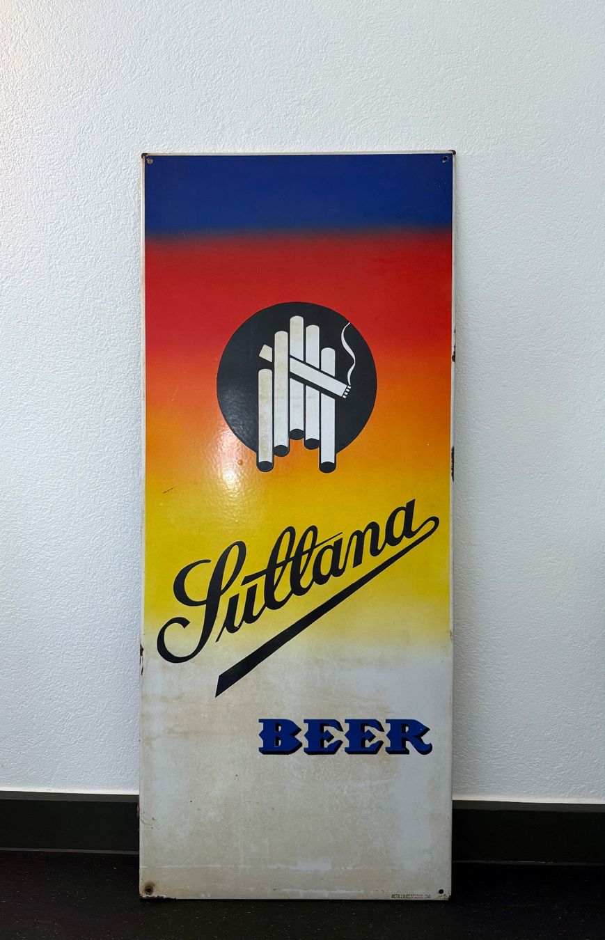 Insegne: Antikes Sullana Beer Zigaretten Emailschild – Usato da Zürich venduto da zimba_1