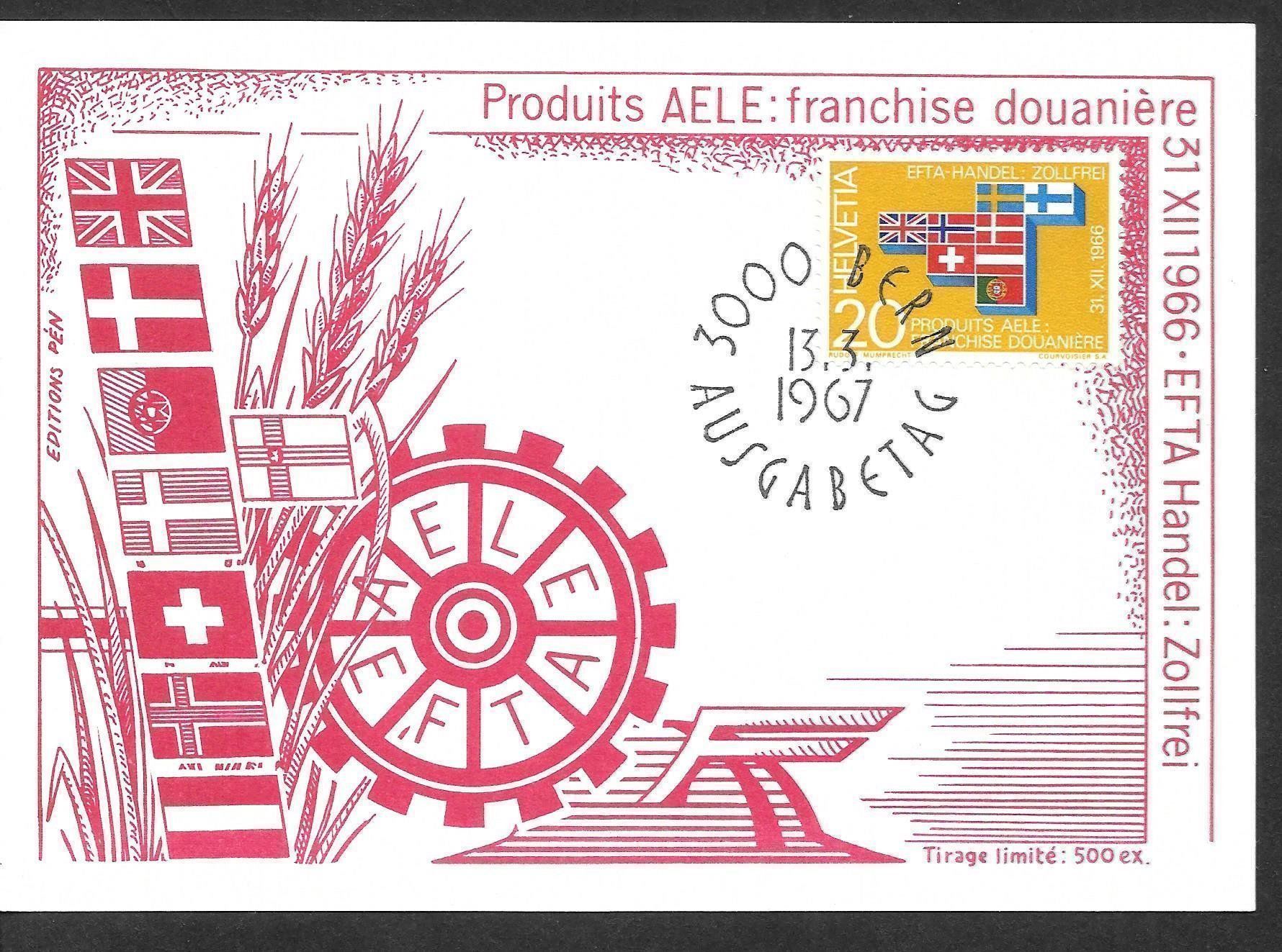Tutti i francobolli: Maximumkarte Nr. 447 EFTA ET 13.3.1967 – Nuovo (secondo la descrizione) da Olten venduto da clotaldi
