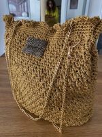 NEUE exklusive ockerfarbene Crochet Handtasche (Handmade)