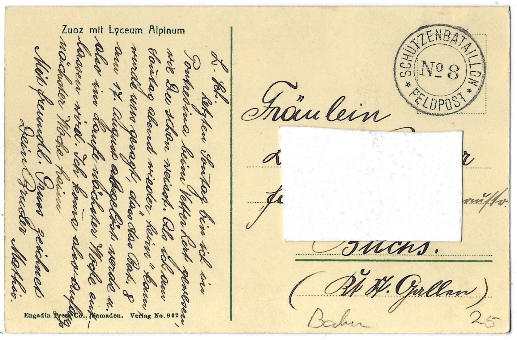 Cartoline postali: Zuoz   mit   Lyceum   Alpinum   und   Bahn – Usato da Bütschwil venduto da Jackson1A 1
