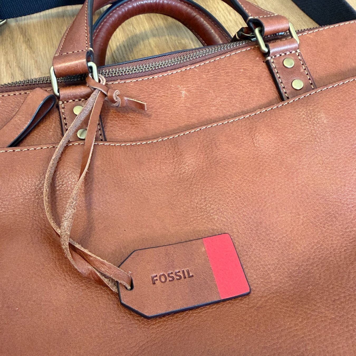 Fossil Valigie & Borse: Fossil Aktentasche Defener Double Zip Leder Cognac – Usato da Balzers venduto da dassandro 2