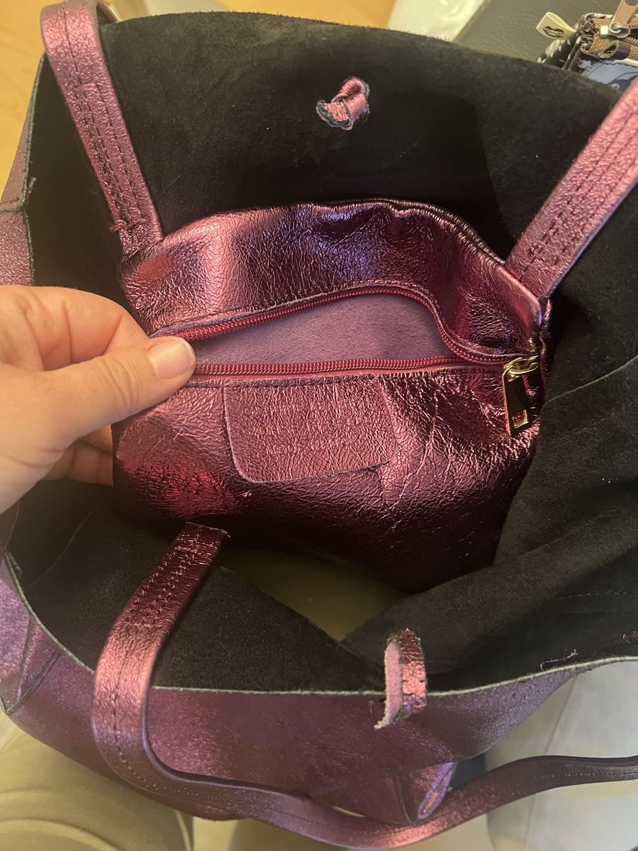 Vera Pelle Borse da donna: Leder Shopper violett metalisé – Nuovo (secondo la descrizione) da Lindau venduto da Caemi77 2