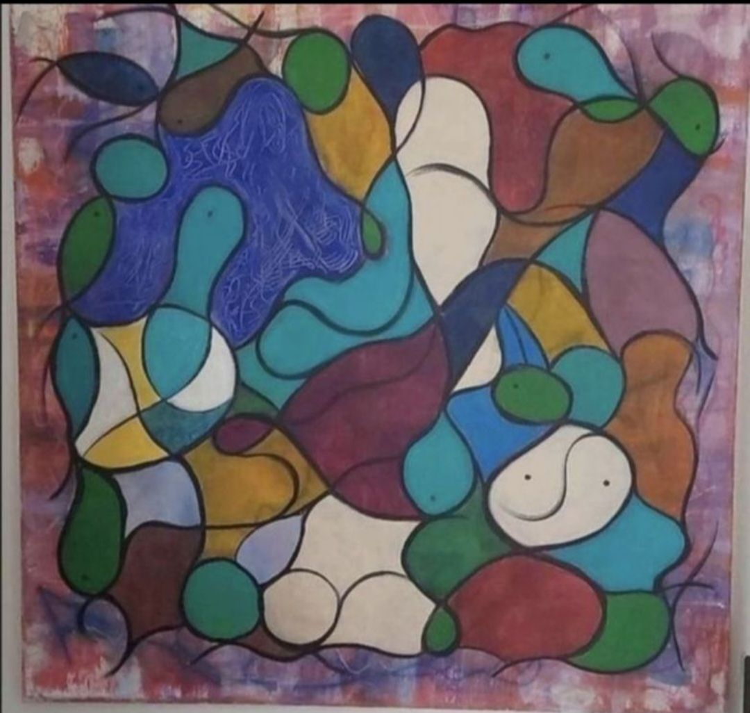 Dipinti: Gemälde " Mosaik" handmade 100×100 – Nuovo (secondo la descrizione) da Riehen venduto da Steinbock1970 1