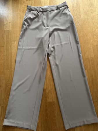 BEIGE WIDE-LEG TROUSERS