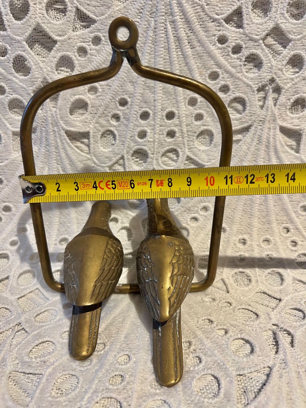 Statuette: Zwei Messing Vögel sitzen auf einer Schaukel – Usato da Frenkendorf venduto da Only1 5