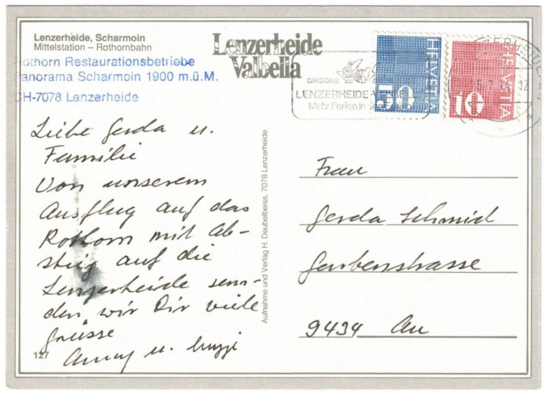 Cartoline postali: Lenzerheide - Luftseilbahn Rothorn 2te Sektion – Usato da Binningen venduto da Mountainrider 1