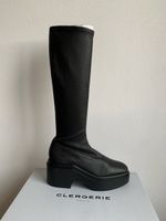 CLERGERIE: OVP-Exklusive schwarze Leder-Stiefel, 37, NP 850