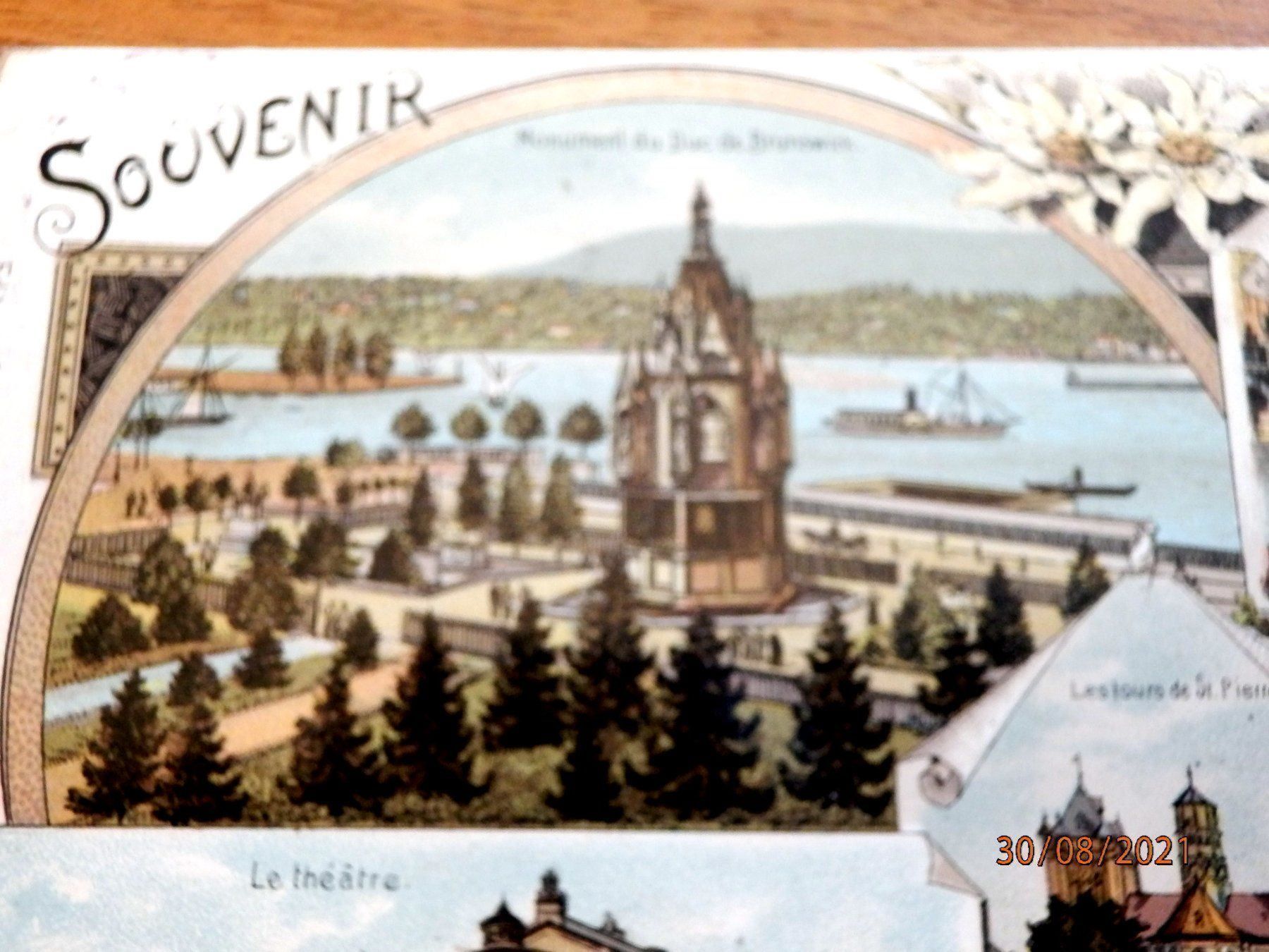Ansichtskarten: Litho. Souvenir de Genève, ZNr.60B, – Gebraucht aus Ueberstorf von dinbau 2