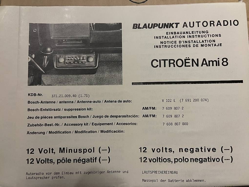 Blaupunkt Radio: Blaupunkt Autoradio Citroen Ami 8 – Nuovo e nell'imballaggio originale da Hinwil venduto da fabinho1333