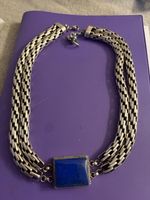 Collier argent 925 250 gr lapis lazulli  long  49.5 cm