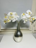 2 Kunst Orchideen weiss, inkl. Vase