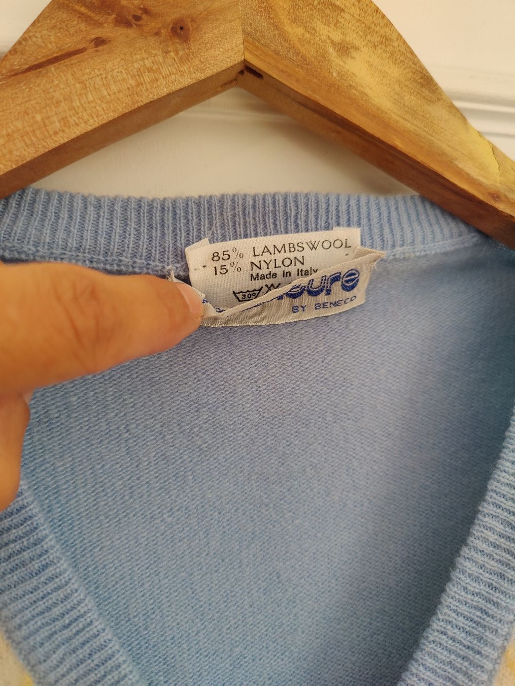Maglioni & Felpe: Vintage Blue Argyle Lambswool Sweater – Nuovo (secondo la descrizione) da La Tour-de-Peilz venduto da dAutrefois 7