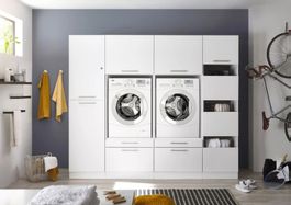 Waschmaschinenschrank Wäscheschrank - 235cm Weiss - 2 Geräte