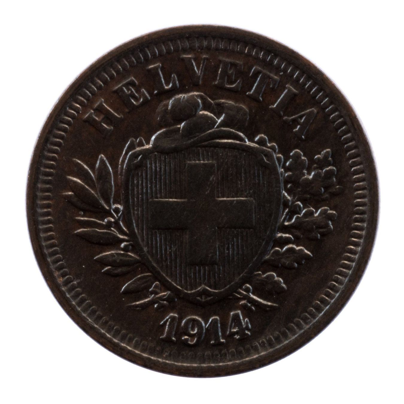 Tutti le monete: Schweiz / Suisse - 1 Rappen - 1914 -STGL – Usato da Rotkreuz venduto da Swiss-Coins
