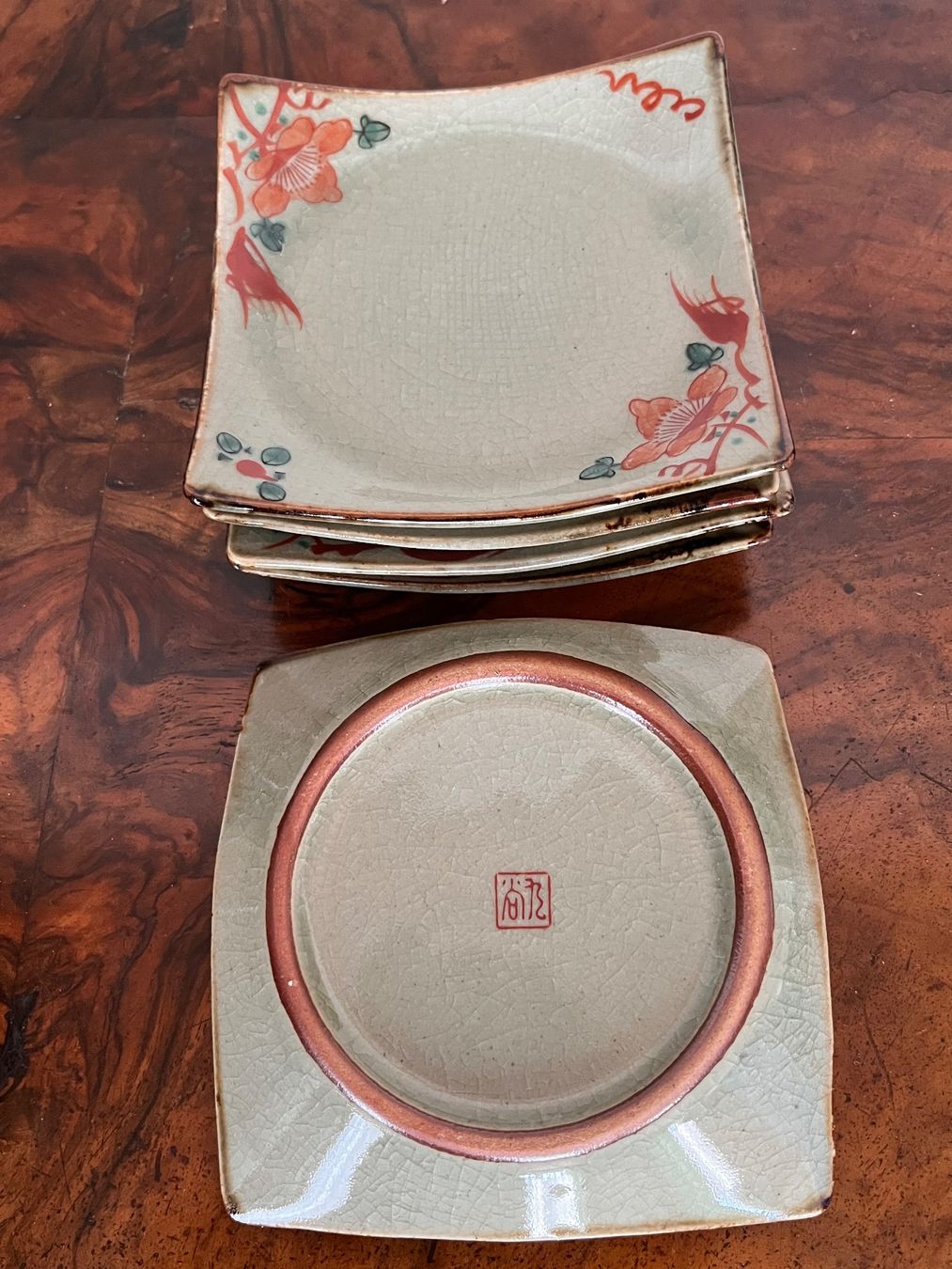 Set di piatti: Japanisches Kaffeeservice, handbemalt, Craquelé-Glasur – Usato da Steckborn venduto da bluepapillon 4