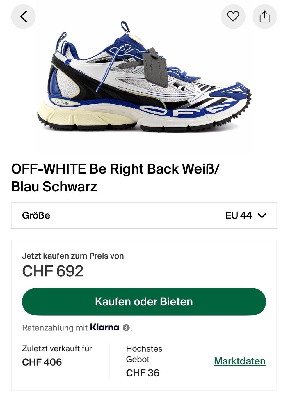 Off-White Scarpe da uomo: Off-White Be Right Back Sneaker – Nuovo e nell'imballaggio originale da Fahrweid venduto da Etam_13 2