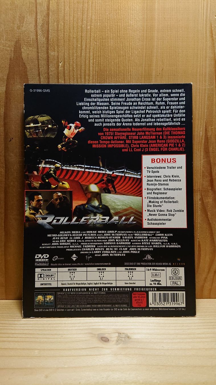 Tutti i DVDs: ROLLERBALL DVD Uncut mit Jean Reno – Usato da Wilderswil venduto da Exebub 1