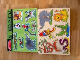 2 Tierholzpuzzle mit Geräuschen
