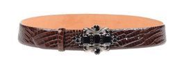 Gürtel BLUMARINE Leder Kroko-Optik mit Schmuckstein NEU