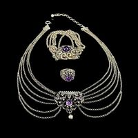 Schmuckset vintage, Trachtenschmuck, 3 Teile, Silber,