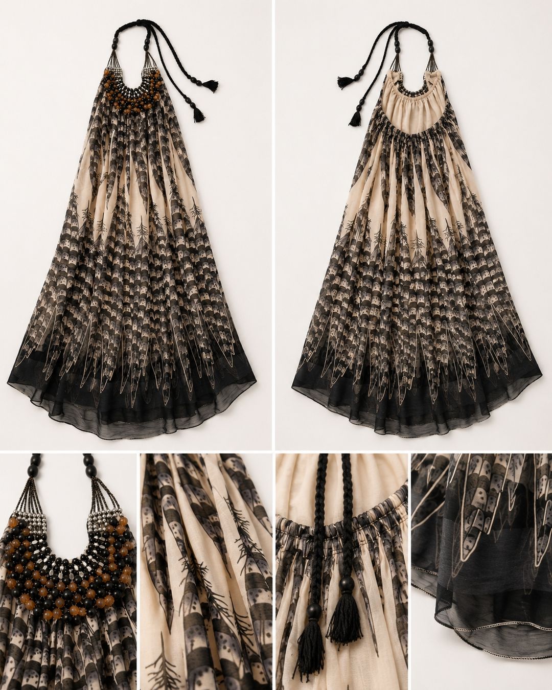 Vestiti: Boho Mini-Kleid, Perlenkragen Schwarz/Creme, Gr. S – Nuovo (secondo la descrizione) da St. Gallen venduto da sev_vdt7