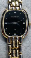 Certina Damenuhr, Quartz, Gold/Schwarz, Brillianten