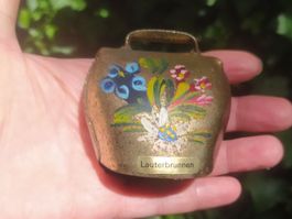 Vintage Kuhglocke Lauterbrunnen, Handbemalt, Frühlingsdeko