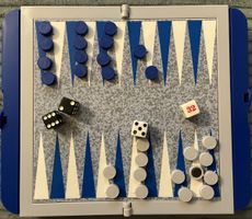 Reisespiel Dame, Backgammon, blau, magnetisch