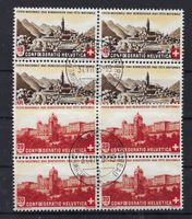 1943 Pro Patria Viererblocks gestempelt   15954