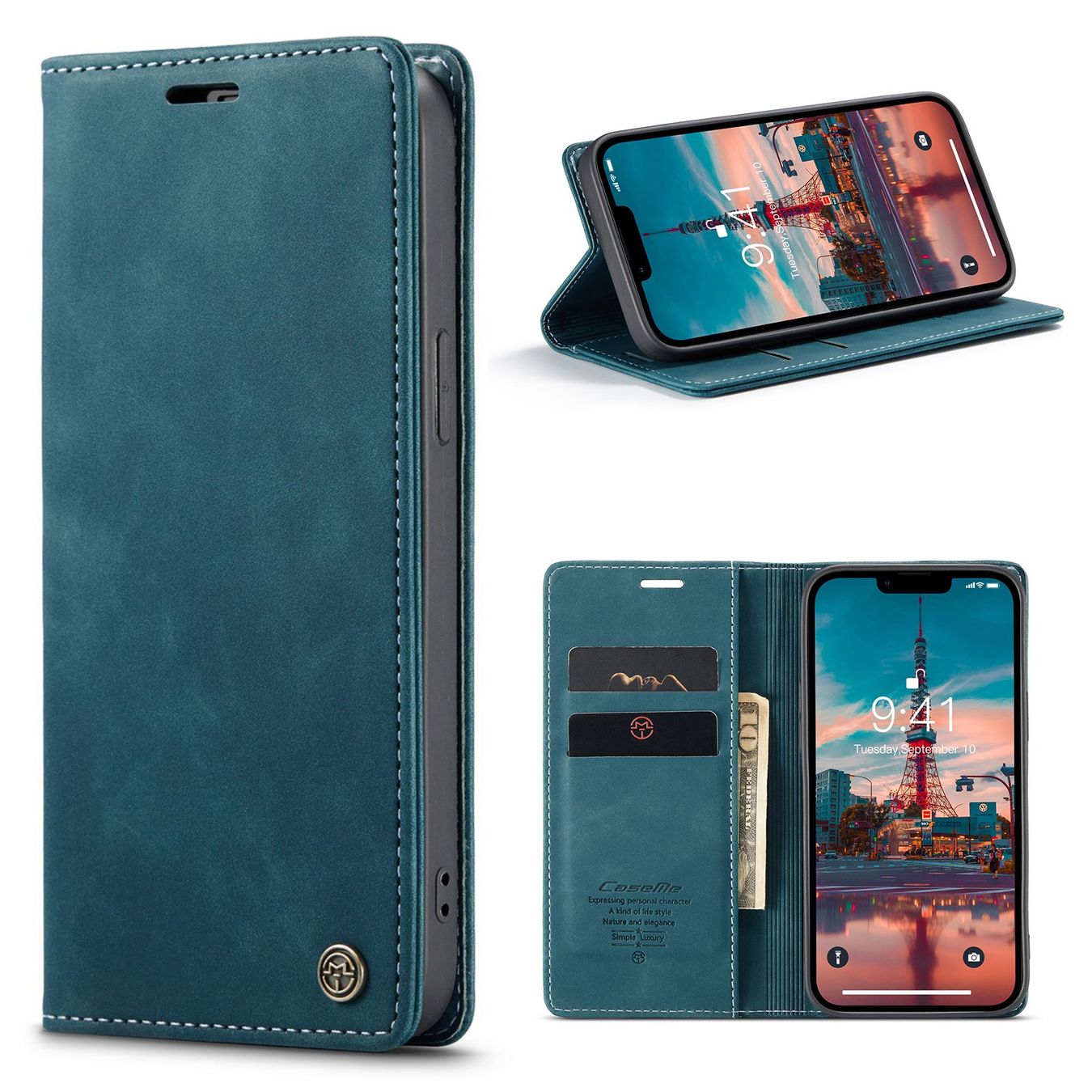Cover & Protezioni schermo: Etui support cuir rouge pour iphone 14 Bleu – Nuovo e nell'imballaggio originale da Morges venduto da DigiAC 1