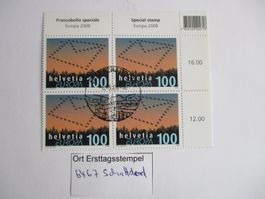 Viererblock mit Ort Ersttagsstempel 6467 Schattdorf