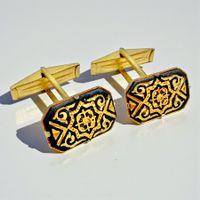 Boutons de manchettes métal doré damasquin or de Tolède