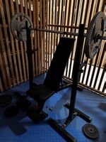 RESERVIERT Home Gym Set: 115kg Gewichtsscheiben,Bank,Ständer