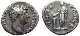 HADRIAN AR Denarius (137-138 AD). Vota Pvblica