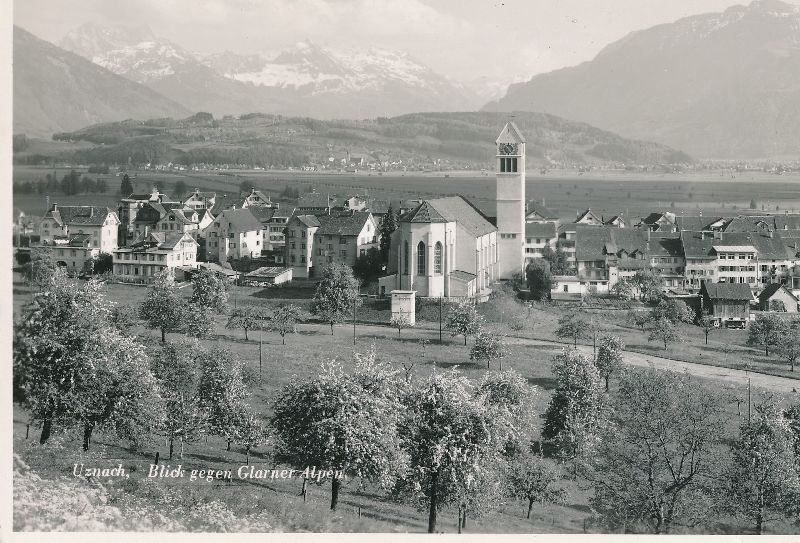 Ansichtskarten: Uznach - Blick Grarner Alpen + c1965 – Gebraucht aus Emmenbrücke von teestube
