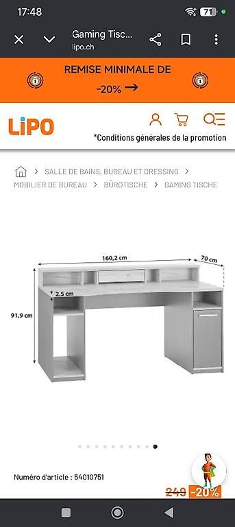 Scrivanie: Bureau gaming Lipo – Usato da Réchy venduto da tan_bg5m 2