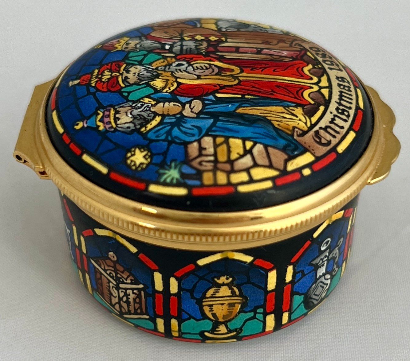 Contenitori & Simili: Halcyon Days Enamels, handbemaltes Weihnachtsdöschen, 1989 – Usato da Zürich venduto da Drahtzug 2