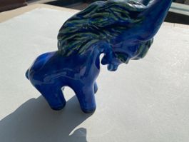 Blauer BITOSSI Keramik Esel Vintage Figur Retro 70er Jahre