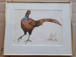 Fritz Hug - Fasan Lithografie handsigniert mit Bleistift